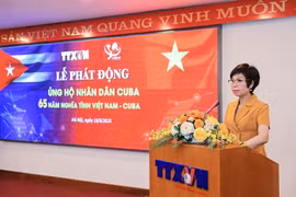 VNA General Director Vu Viet Trang speaks at the launch of the fundraising campaign on August 18. (Photo: VNA)
