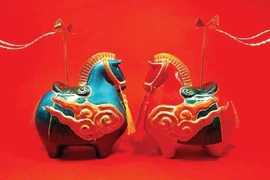 The "Ngua hoa mai" (Apricot blossom horse) by artist Le Huy. (Photo: nhandan.vn)