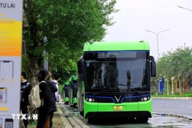 Electric buses in Hanoi (Photo: VNA)