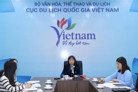 Deputy Director General of Vietnam National Authority of Tourism Nguyen Thi Hoa Mai (centre) chairs an online meeting on the organisation of ITE HCMC 2026. (Photo: TITC)