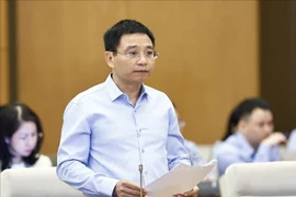 Minister of Finance Nguyen Van Thang speaks at the session. (Photo: VNA)
