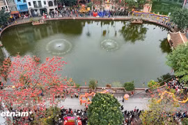 The traditional festival of Trieu Khuc village in Thanh Liet ward of Hanoi is held annually from the 9th to the 12th days of the first lunar month. (Photo: VietnamPlus)