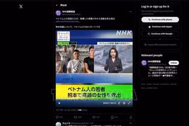 NHK World's official X account reports on five Vietnamese workers who bravely rescued people during the earthquake in Japan's Kumamoto prefecture (Screenshot photo)