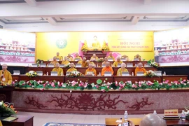 The Vietnam Buddhist Sangha's conference reviewing Buddhist affairs in 2025. (Photo: VNA)