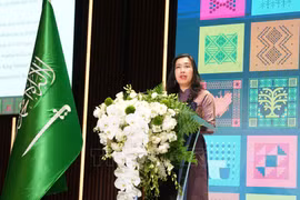 Deputy Foreign Minister Le Thi Thu Hang addresses the ceremony on September 23. (Photo: VNA)
