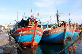 A fishing vessel bearing Ho Chi Minh City registration docks at Phan Thiet Port in Lam Dong province. (Photo: VNA)