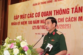 Politburo member, Vice Secretary of the Central Military Commission, and Minister of National Defence Gen. Phan Van Giang speaks at the meeting (Photo: VNA)