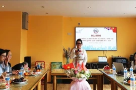 New President of the Vietnamese Association in the UK (VAUK) Le Thi My Le speaks at the congress. (Photo: VNA)