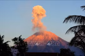 Ash erupts from Mount Semeru, seen from Lumajang, East Java, Indonesia. (File Photo: Xinhua/VNA)