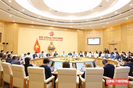 A view of the working session between Deputy Minister of Industry and Trade Nguyen Sinh Nhat Tan and a delegation from the US-ASEAN Business Council (USABC) in Hanoi. (Photo: Ministry of Industry and Trade )