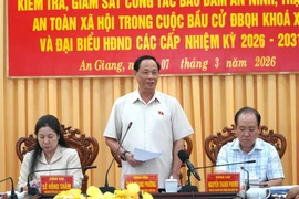 National Assembly Vice Chairman Tran Quang Phuong speaks at the March 7 inspection on An Giang's preparations for the election of deputies to the 16th legislature and People’s Councils at all levels for the 2026-2031 tenure. (Photo: VNA)