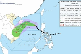 The movement of Typhoon Fengshen as of 5:00 on October 20. (Source: National Centre for Hydro-Meteorological Forecasting)