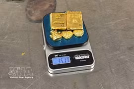 Yellow metal suspected to be gold is confiscated (Photo: VNA)