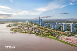 A mock-up of the Red River Landscape Boulevard project in Hanoi. Demand for capital for infrastructure projects is increasing sharply. (Photo: VNA)