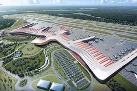 A graphic design of a new passenger terminal of Phu Quoc International Airport