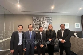 Vietnamese Ambassador to Australia Pham Hung Tam (second, left), Chairman of the Hue People’s Committee Nguyen Van Phuong (middle) at a working session with the Minister for the Arts of Tasmania (Photo: VNA)