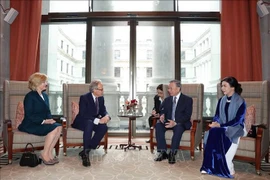 Party General Secretary To Lam and his spouse Ngo Phuong Ly meet with Duke of Richmond Charles Henry Gordon-Lennox and his spouse (Photo: VNA)