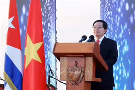Vietnamese Deputy Prime Minister Ho Quoc Dung attends a ceremony in Mayabeque province on December 2 to mark the 65th founding anniversary of diplomatic relations between Cuba and Vietnam. (Photo: VNA)