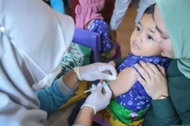 A child receives a measles vaccination in Sumenep, East Java, Indonesia (Photo: Antara)