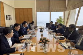 The meeting between Vietnamese Minister of Industry and Trade Le Manh Hung and representatives from Essar Group (Photo: VNA)