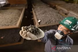 Illustration - Workers display nickel ore ready to be processed into ferronickel. (Photo: ANTARA) 