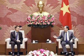 National Assembly Chairman Tran Thanh Man (R) and outgoing Australian Ambassador to Vietnam Andrew Goledzinowski at their meeting in Hanoi on December 26 (Photo: VNA)