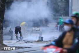 Construction activity is one of the causes of air pollution in Hanoi. (Photo: VNA)