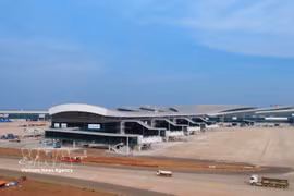 Part of the passenger terminal and the air traffic control tower at Long Thanh International Airport. (Photo: VNA)