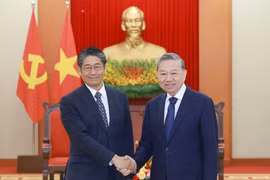 Party General Secretary To Lam (R) shakes hands with Japanese Ambassador to Vietnam Ito Naoki. (Photo: VNA)