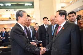 Vietnamese National Assembly Chairman Tran Thanh Man (R) meets with Zhao Leji, Chairman of the Standing Committee of the National People’s Congress (NPC) of China, in Geneva, Switzerland, on July 29. (Photo: VNA)