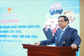 Prime Minister Pham Minh Chinh addressing the conference of the the Ministry of Industry and Trade on December 19 (Photo: VNA)
