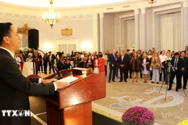Vietnamese Ambassador to Canada Pham Vinh Quang speaks at the 79th anniversary of Vietnam's National Day, last September. (Illustrative image: VNA)