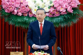 Party General Secretary and State President To Lam speaks at the working session (Photo: VNA)
