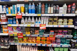 Indonesian-branded cosmetic and personal care products at a supermarket. (Photo: VNA)