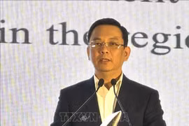 VUFO Vice President Dong Huy Cuong addresses the Vietnam – US Friendship Festival in Hanoi on November 23. (Photo: VNA)