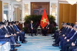 General Secretary of the Communist Party of Vietnam Central Committee and State President To Lam (right) meets Wee Ee Cheong, Deputy Chairman and CEO of United Overseas Bank (UOB) (Photo: VNA)