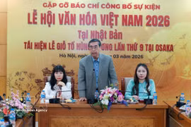 Ambassador Nguyen Phu Binh, former Deputy Minister of Foreign Affairs and Chairman of the Liaison Committee for Overseas Vietnamese speaks at the press briefing on March 14. (Photo: VNA)
