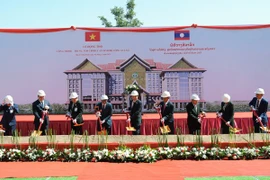 The ground-breaking ceremony for the security command centre of the Lao Ministry of Public Security in Vientiane on December 2. (Photo: cand.com.vn)