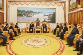 Participants at the conference in Vientiane on December 20 to review the progress of a project on building a resident and citizen identity management system in Laos (Photo: VNA)