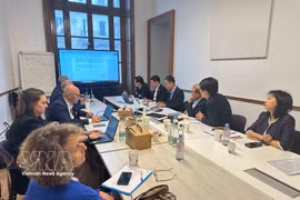 A working session between the Da Nang delegation and the French National Railway Company (Photo: VNA)