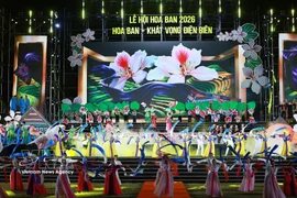 A view of the opening ceremony of the Ban Flower (Bauhinia) Festival 2026 in Dien Bien province on March 8 evening. (Photo: VNA)