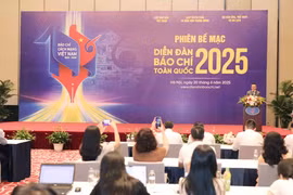 Chairman of the Vietnamese Journalists’ Association Le Quoc Minh speaks at the closing ceremony of the second National Press Forum (Photo: VNA)