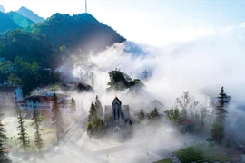 Built in 1895, the stone church has been carefully restored and preserved in its original state, and remains an iconic symbol of the misty town of Sa Pa. (Photo: VNA)