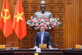 Prime Minister Pham Minh Chinh speaks at the meeting of the Government’s standing members in Hanoi on March 21. (Photo: VNA)