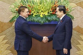 NA Chairman Tran Thanh Man receives Vladimir Vladimirovich Yakushev, Secretary of the General Council of the United Russia Party (URP) and First Deputy Speaker of the Federation Council of the Russian Federal Assembly, in Hanoi on September 2, 2025. (Photo: VNA)