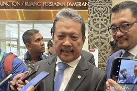 Minister of Maritime Affairs and Fisheries Sakti Wahyu Trenggono responds to questions from the media on the sidelines of the Indonesia International Sustainability Forum (IISF) 2025 at the Jakarta International Convention Center in Jakarta on October 10, 2025. (Source: ANTARA/Arnidhya Nur Zhafira)