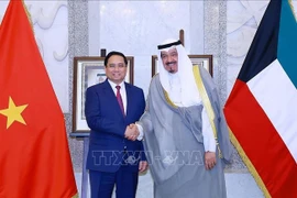 Prime Minister Pham Minh Chinh (L) holds talks with his Kuwaiti counterpart Sheikh Ahmad Al-Abdullah Al-Sabah in Kuwait City on November 17 (Photo: VNA)