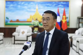 Bounleua Phandanouvong, head of the External Relations Commission of the Lao People’s Revolutionary Party (LPRP) Central Committee, grants an interview to the VNA. (Photo: VNA)