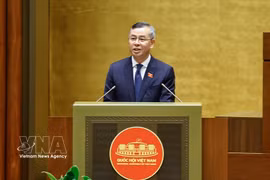 Minister of Finance Ngo Van Tuan presents the Government’s proposal. (Photo: VNA)
