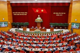 A view of the opening session of the 2nd meeting of the 14th Central Committee of the Communist Party of Vietnam. (Photo: VNA)